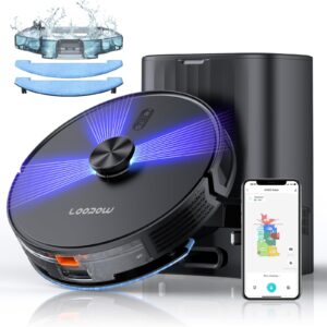 3-in-1 Robot Vacuum and Mop Combo, Self Emptying Station for 60 Days, Robotic Vacuum Cleaner with LiDAR Navigation & Max Strong 4500Pa Suction, WiFi/App/Alexa Self-Charging Replaceable Dust Bag by Loorow