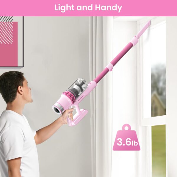 Belife Cordless Vacuum Cleaner 380W Stick Vacuum Pink LED Touch Display - Image 5