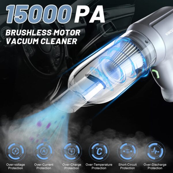 Cordless Car Vacuum Cleaner with 15000PA Suction & 3-in-1 Design - Image 2