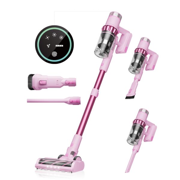 Belife Cordless Vacuum Cleaner 380W Stick Vacuum Pink LED Touch Display