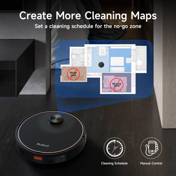 RUBOT Robot Vacuum and Mop Combo with Lidar Navigation 4500Pa Strong Suction 200min Runtime - Image 5
