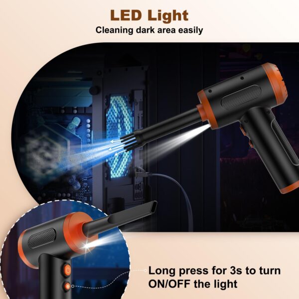 3-in-1 Handheld Electric Air Duster Vacuum Cleaner Pump LED Light - Image 7