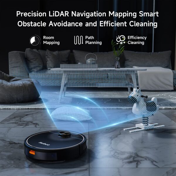 RUBOT Robot Vacuum and Mop Combo with Lidar Navigation 4500Pa Strong Suction 200min Runtime - Image 2