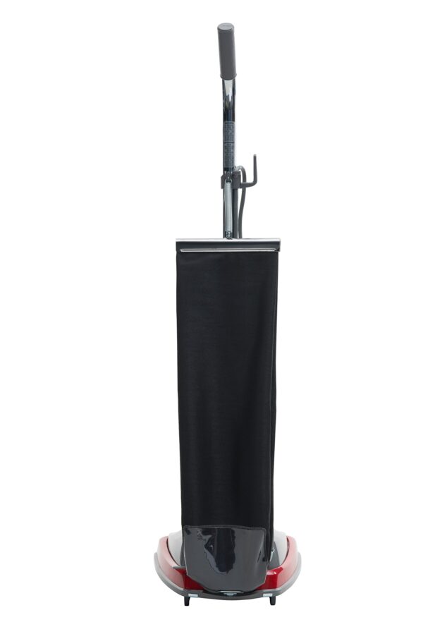 The Sanitaire SC679J Commercial shake out bag upright vacuum cleaner is lightweight (12 lb.), with a 5 amp motor delivering 120 cubic feet per minute (CFM) of airflow. It features an 18 dry quart capacity Tietex fabric shake-out bag that can be reused to save costs. The handle has an automatic locking system for usability, and it earned a CRI Seal of Approval for soil removal and indoor air quality.