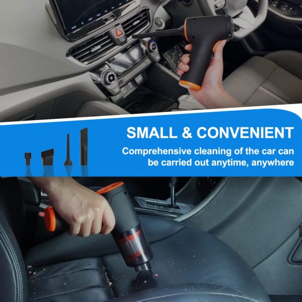3-In-1 Mini Handheld Vacuum,Car Vacuum Cleaner,Hand Held Vacuuming Cordless Rechargeable,Handheld Vacuum&Air Duster,Small Car Wireless Vacuum Cleaner,Car Vaccuum,For Vehicle/Home/Office,Dust,Pet Hair - Image 4