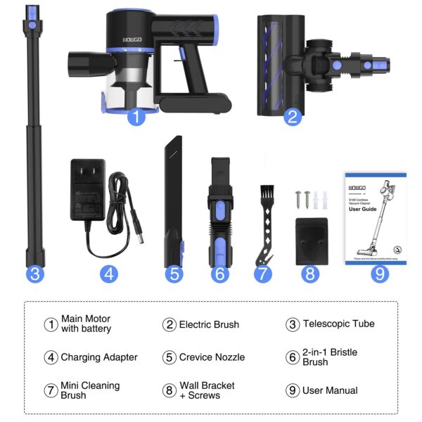 WOWGO Cordless Vacuum Cleaner 6-in-1 Handheld Vaccum, 40 mins Runtime, Hardwood Floor, Carpet, Pet Hair - Image 7