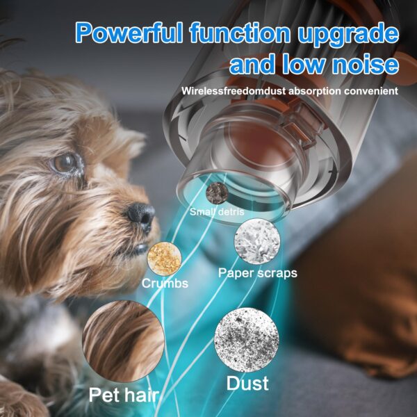 3-In-1 Mini Handheld Vacuum,Car Vacuum Cleaner,Hand Held Vacuuming Cordless Rechargeable,Handheld Vacuum&Air Duster,Small Car Wireless Vacuum Cleaner,Car Vaccuum,For Vehicle/Home/Office,Dust,Pet Hair - Image 5