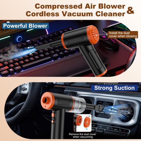 3-in-1 Handheld Electric Air Duster Vacuum Cleaner Pump LED Light - Image 2
