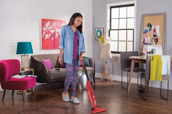 Tidy up hard floors and rugs with the powerful Dirt Devil Simpli-Stik Vacuum Cleaner. Easily switch from stick vac to hand vac for quick cleanups. Great for small spaces.