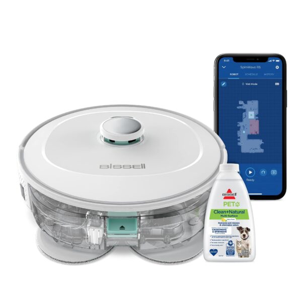BISSELL® SpinWave® R5 Robotic Mop & Vacuum, 3393, White - Sealed Hard Floors, 2000Pa Suction