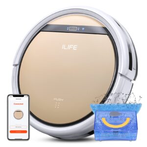 ILIFE V5s Plus Robot Vacuum and Mop Combo, Works with 2.4G WiFi, Alexa/App/Remote Control, Automatic Self-Charging Robotic Cleaner, Pet Hair, Hard Floor, Low Carpet (V5s Pro Upgraded)