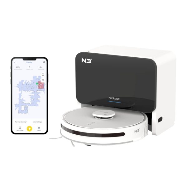 N3 Robot Vacuum and Mop Combo with Self-Empty, 4000Pa Suction, 320mins Run-time, Wi-Fi Connected, Carpet Detection, Laser Navigation, No-go Zones, Compatible with Alexa by Neakasa