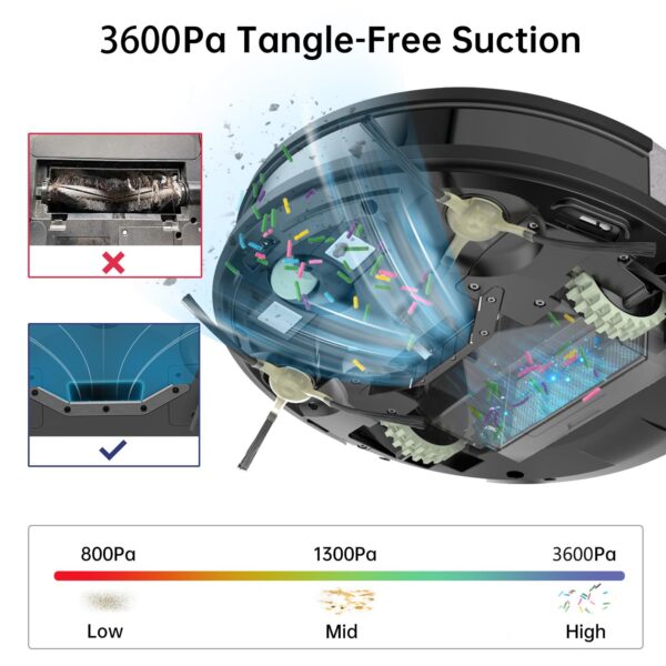 OKP Robot Vacuum Cleaner, Super-Thin Design, 3600Pa Suction, 150Mins Runtime, Voice Control, Pet Hair, Carpets, OKP K4 - Image 2