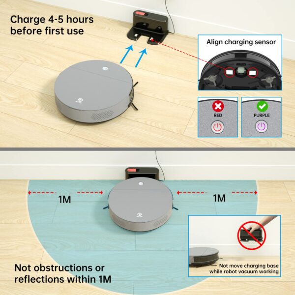 OKP Robot Vacuum Cleaner, Super-Thin Design, 3600Pa Suction, 150Mins Runtime, Voice Control, Pet Hair, Carpets, OKP K4 - Image 5
