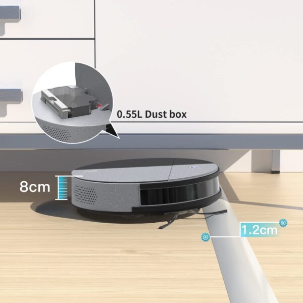 OKP Robot Vacuum Cleaner, Super-Thin Design, 3600Pa Suction, 150Mins Runtime, Voice Control, Pet Hair, Carpets, OKP K4 - Image 6