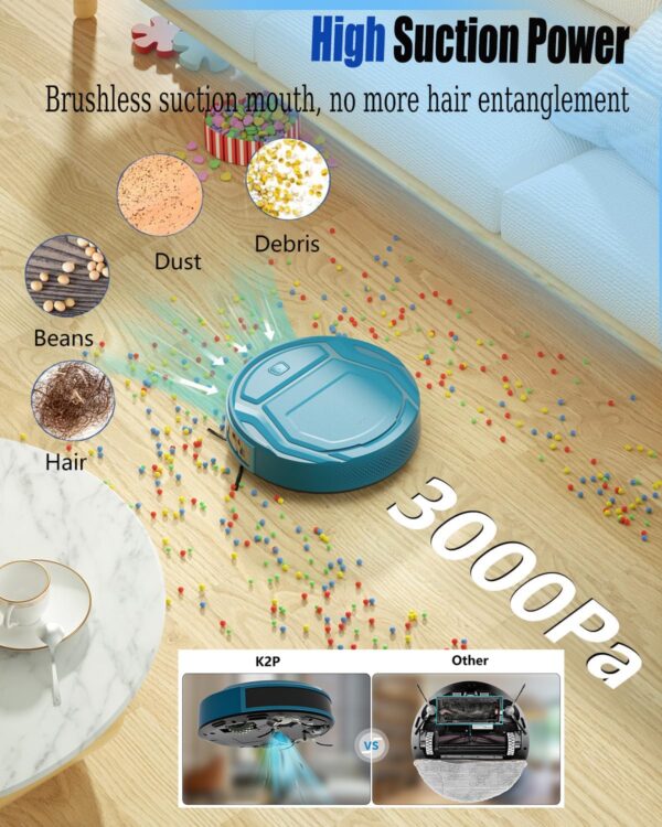 OKP Robot Vacuum Cleaner, WiFi Alexa App, Self-Charging, Slim Design, Quiet, 3000Pa, Pet Hair, Carpets - Image 2