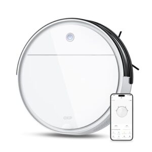 OKP Strong Suction Robot Vacuum Cleaner for Pet Hair, Alexa/APP Compatible, 120Mins Runtime, Low Pile Carpet, Hard Floor