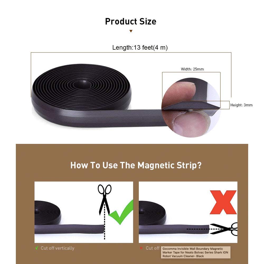 Purzest 13 Feet Boundary Strips Magnetic Tape Markers Neato Shark ION IQ Vacuum 750 871 761R85,Eufy RoboVac 30 Robotic xiaomi Roborock S5 S6 S7Black 2 Purzest 13 Feet Boundary Strips Magnetic Tape Markers Neato Shark ION IQ Vacuum 750 871 761R85,Eufy RoboVac 30 Robotic xiaomi Roborock S5 S6 S7Black - Image 2