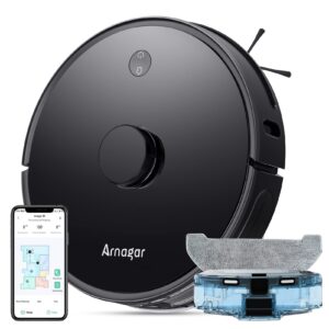 S8 Lidar Navigation Robot Vacuum Cleaner and Mop Combo, 3500Pa Suction, WiFi Connected, Arnagar - Black