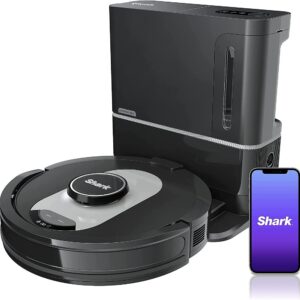 Shark RV2502AE AI Ultra Robot Vacuum XL HEPA Self-Empty Base Bagless 60-Day Capacity LIDAR Navigation Smart Home Mapping UltraClean Perfect for Pet Hair Black Renewed
