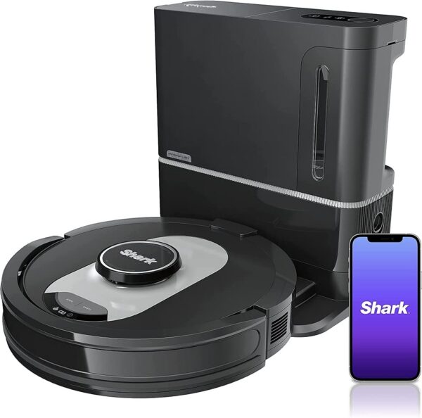 Shark RV2502AE AI Ultra Robot Vacuum XL HEPA Self-Empty Base Bagless 60-Day Capacity LIDAR Navigation Smart Home Mapping UltraClean Perfect for Pet Hair Black Renewed