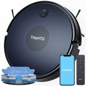 Thamtu G2 Robot Vacuum and Mop Combo 130Min Runtime Ultra-Thin Tangle-Free Self-Charging Good for Pet Hair & Carpet